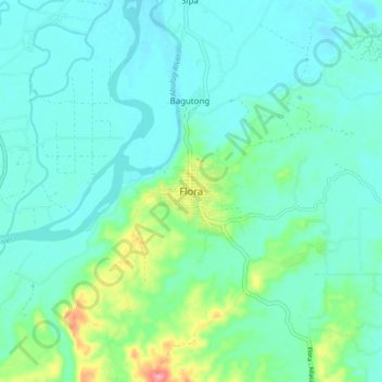 Flora topographic map, elevation, terrain