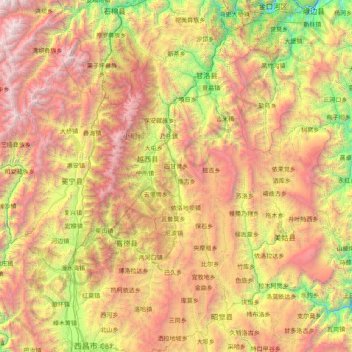 Yuexi topographic map, elevation, terrain
