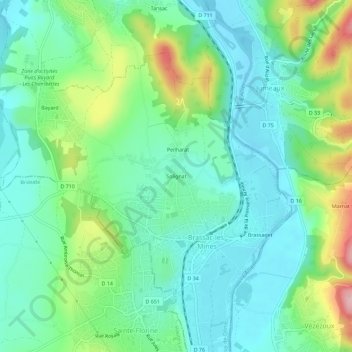 Solignat topographic map, elevation, terrain
