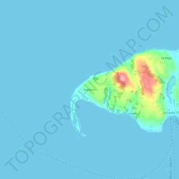 Huechún topographic map, elevation, terrain