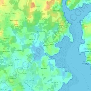 Kerizan topographic map, elevation, terrain