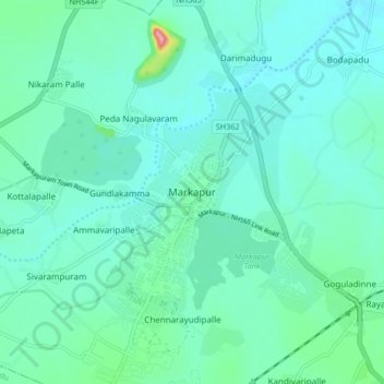 Markapur topographic map, elevation, terrain