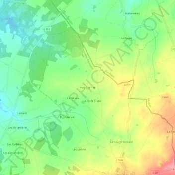 Puy Chaffrat topographic map, elevation, terrain