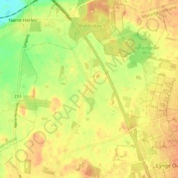 Kollerød topographic map, elevation, terrain