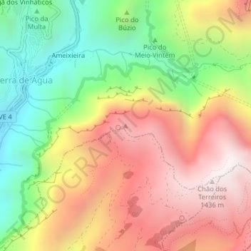 Pico da Cruz topographic map, elevation, terrain