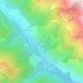 Douans topographic map, elevation, terrain