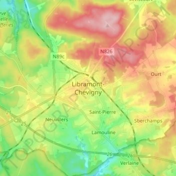 Libramont-Chevigny topographic map, elevation, terrain