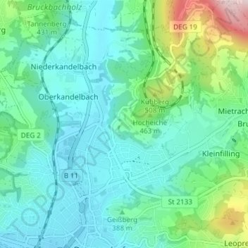 Thannberg topographic map, elevation, terrain
