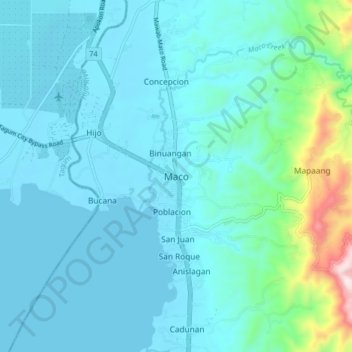 Maco topographic map, elevation, terrain