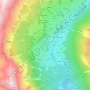 Lignod topographic map, elevation, terrain