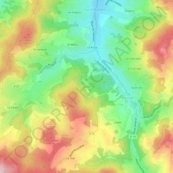 Gros Bois topographic map, elevation, terrain