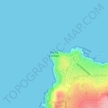 Punta Concón topographic map, elevation, terrain