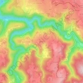 Vendets topographic map, elevation, terrain