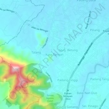 Koto Tangah topographic map, elevation, terrain