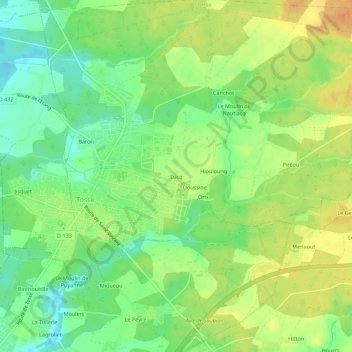Lucq topographic map, elevation, terrain