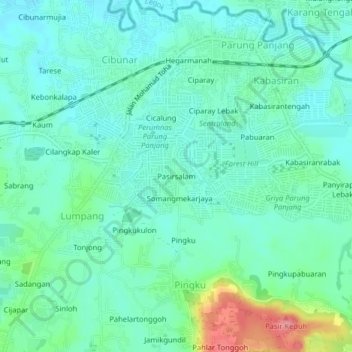 Pasirsalam topographic map, elevation, terrain