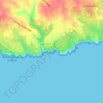 Benagil Cave topographic map, elevation, terrain