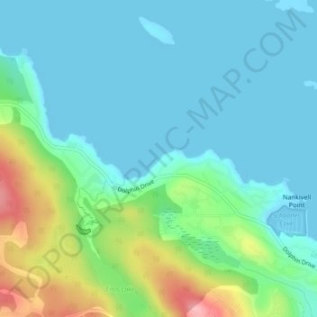 Dolphin Beach topographic map, elevation, terrain