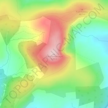 Foel Cwmcerwyn topographic map, elevation, terrain