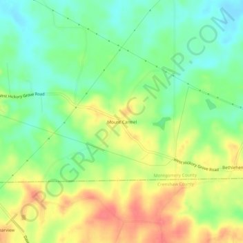 Mount Carmel topographic map, elevation, terrain