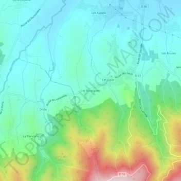 Les Bousquets topographic map, elevation, terrain