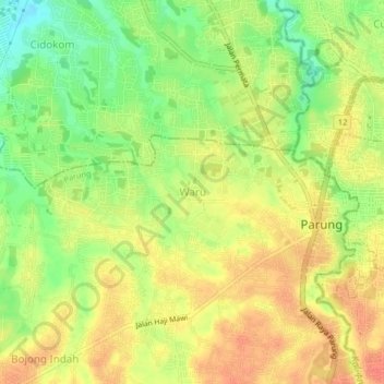 Waru topographic map, elevation, terrain