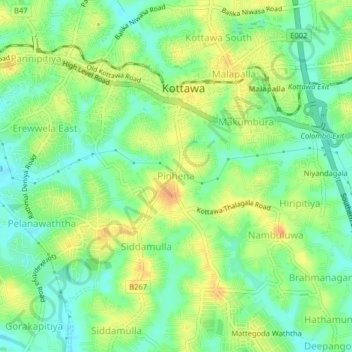 Pinhena topographic map, elevation, terrain
