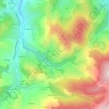 Montieux topographic map, elevation, terrain