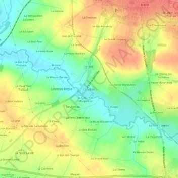 La Gibais topographic map, elevation, terrain