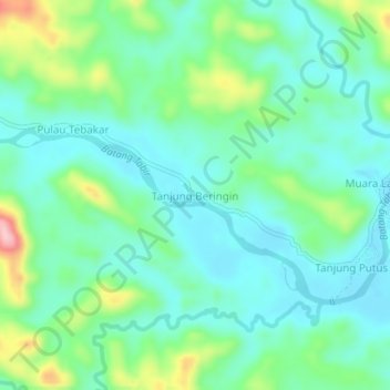 Tanjung Beringin topographic map, elevation, terrain