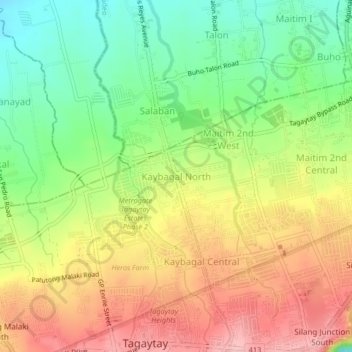 Kaybagal North topographic map, elevation, terrain