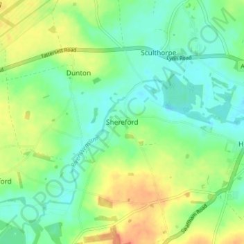 Shereford topographic map, elevation, terrain