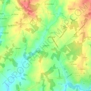 La Valade topographic map, elevation, terrain