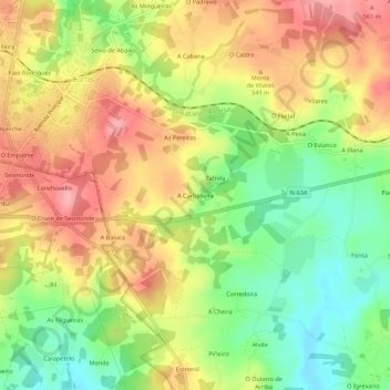 A Carballeira topographic map, elevation, terrain