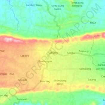 Pakong topographic map, elevation, terrain