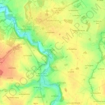 La Surière topographic map, elevation, terrain