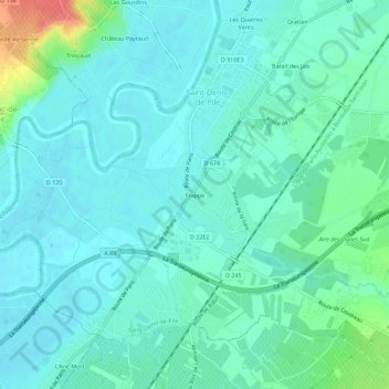 Frappe topographic map, elevation, terrain
