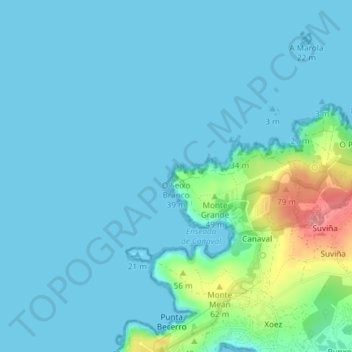 O Seixo Branco topographic map, elevation, terrain