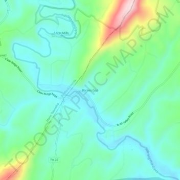 Barnes Gap topographic map, elevation, terrain
