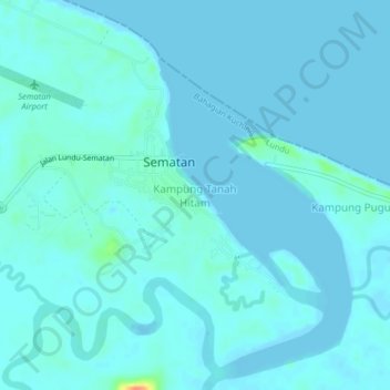 Kampung Tanah Hitam topographic map, elevation, terrain