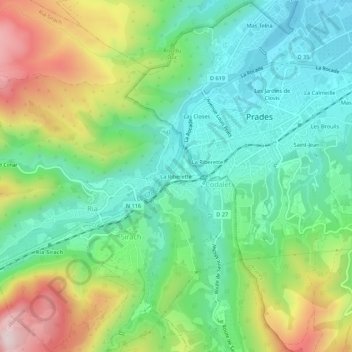 La Riberette topographic map, elevation, terrain
