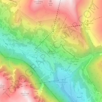 Untertauern topographic map, elevation, terrain