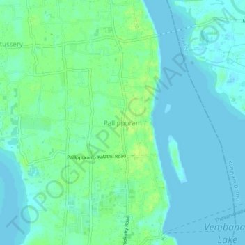 Pallippuram topographic map, elevation, terrain