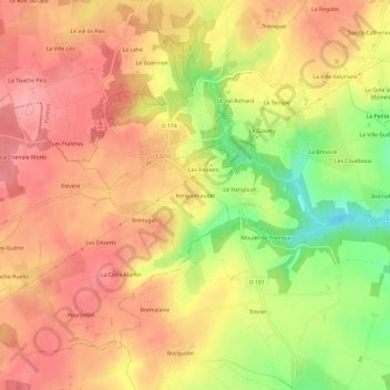 Kerquemaudet topographic map, elevation, terrain