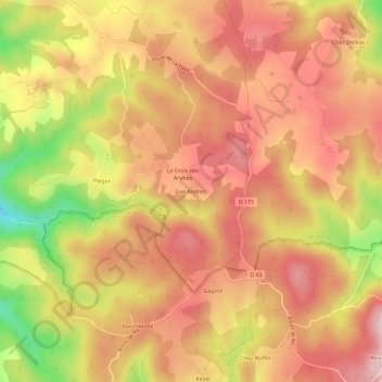 Les Andres topographic map, elevation, terrain