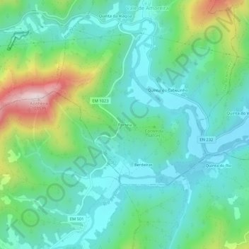 Portela topographic map, elevation, terrain