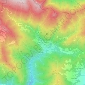 Badia Prataglia topographic map, elevation, terrain