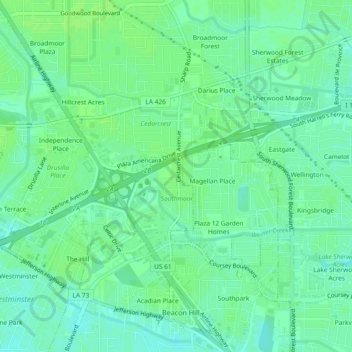 Southmoor topographic map, elevation, terrain