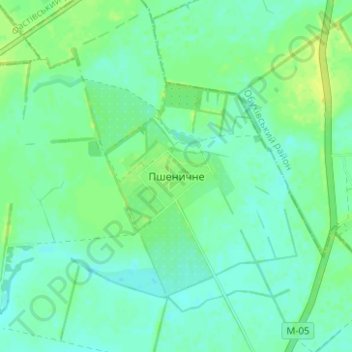 Pshenychne topographic map, elevation, terrain