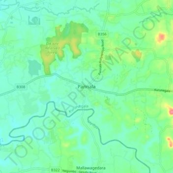 Pannala topographic map, elevation, terrain